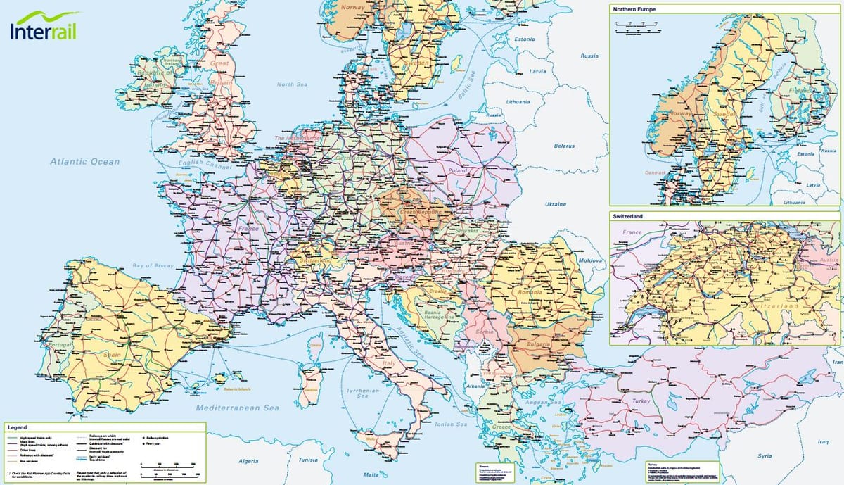 kaart interrail šveits