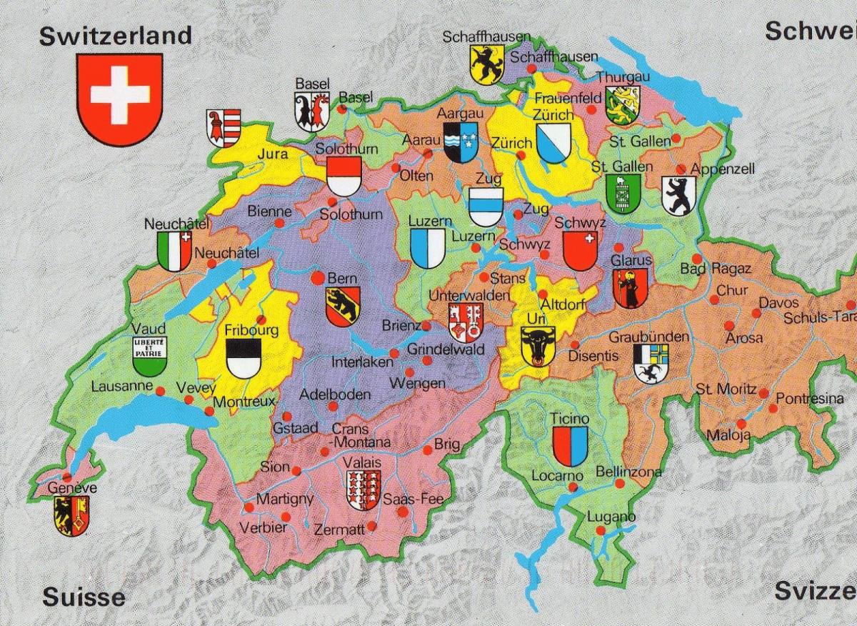 kaart turistide kaart, zürich, šveits