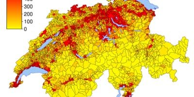 Šveits rahvastiku tiheduse kaart